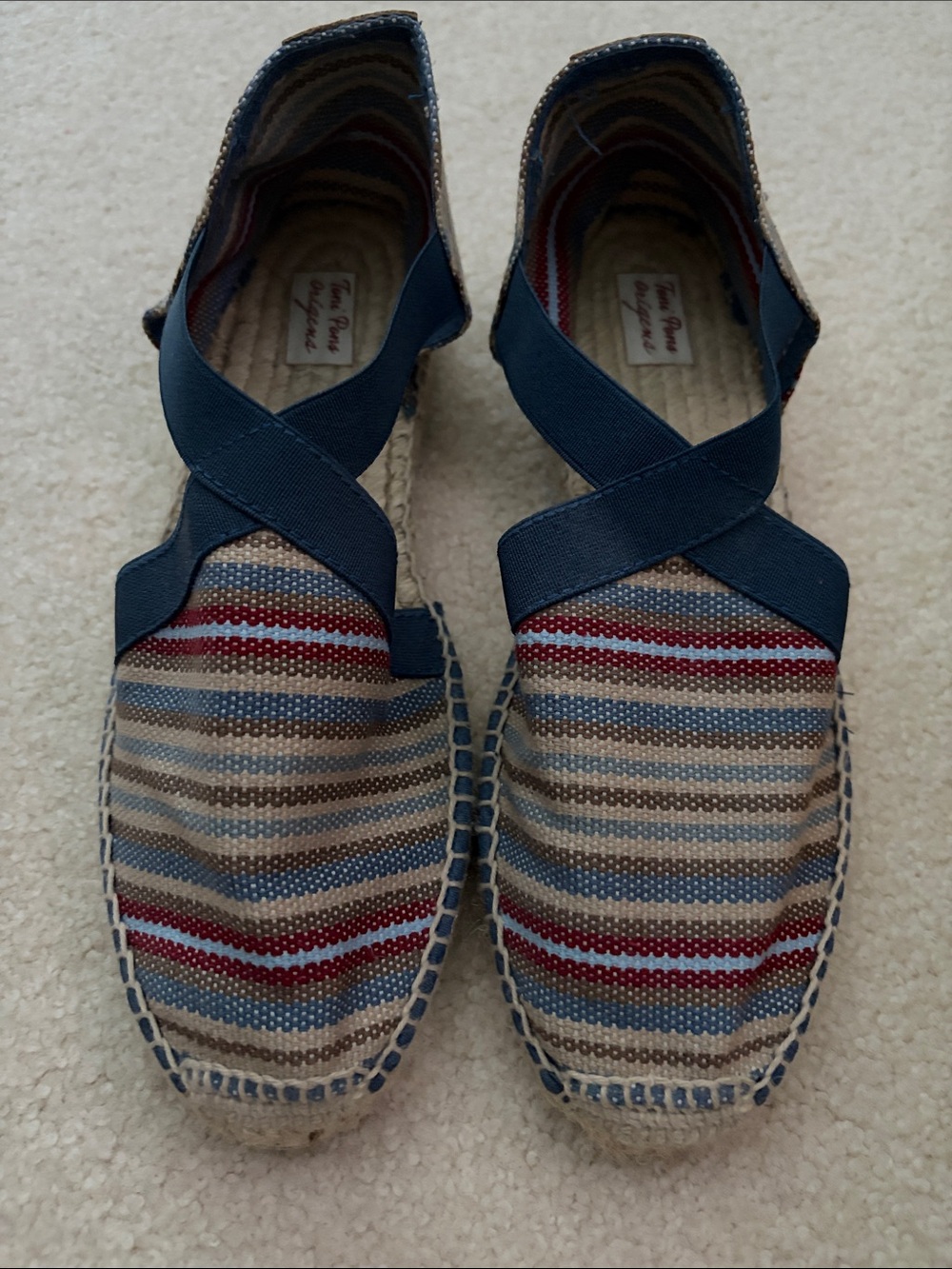 Toni Pons Origens Striped Espadrille in Blue, Tan and Red